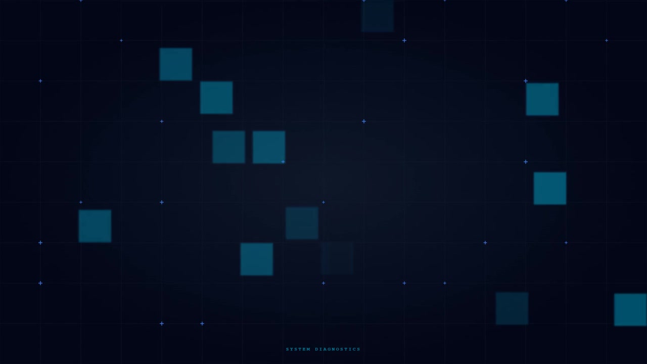 Abstract Digital Background with Floating Blue Squares and Grid