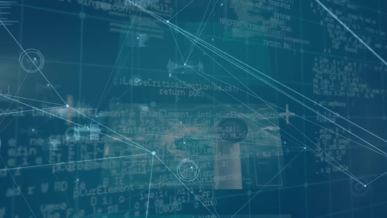 어두운 배경에서 통계와 데이터 처리의 애니메이션