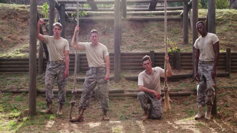 military soldiers relaxing during obstacle course 4k