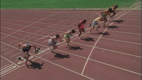 a group of seven men start a race