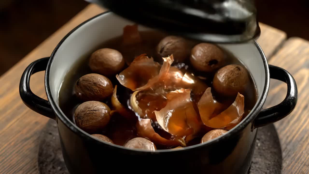 Dyeing Easter eggs with onion skins