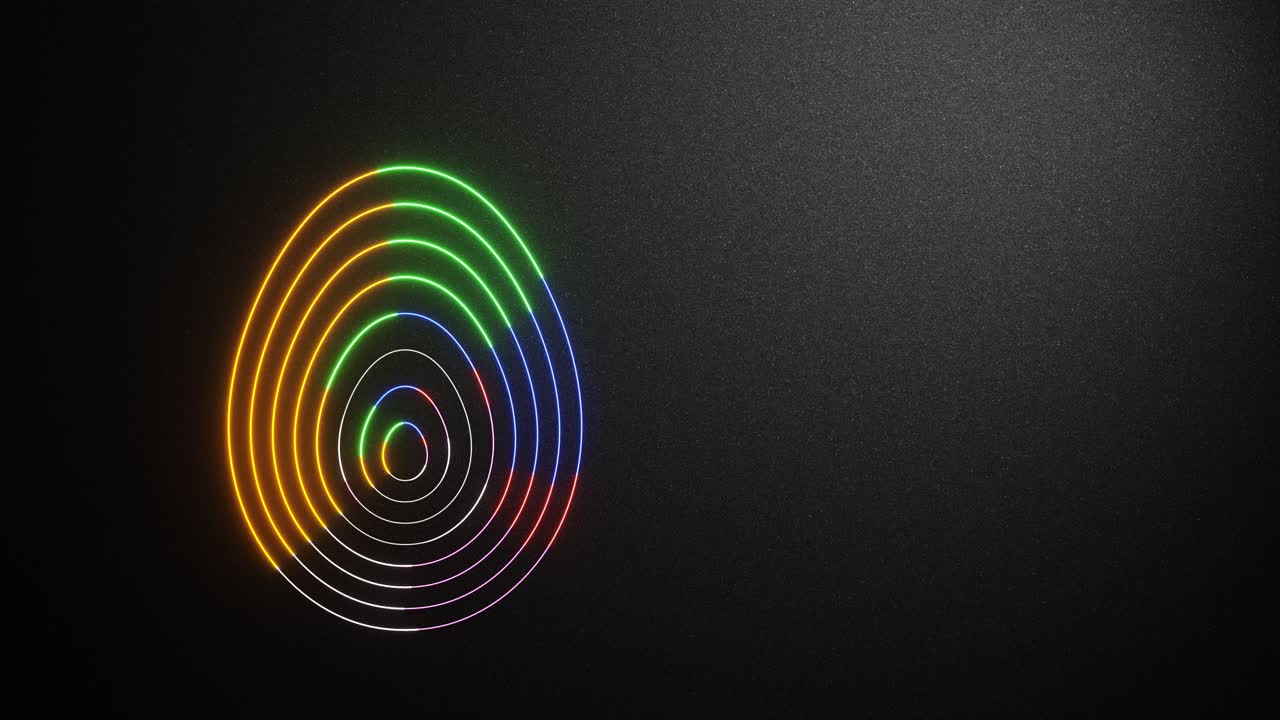 Abstract Neon Glowing Concentric Circles Animation on Dark Background