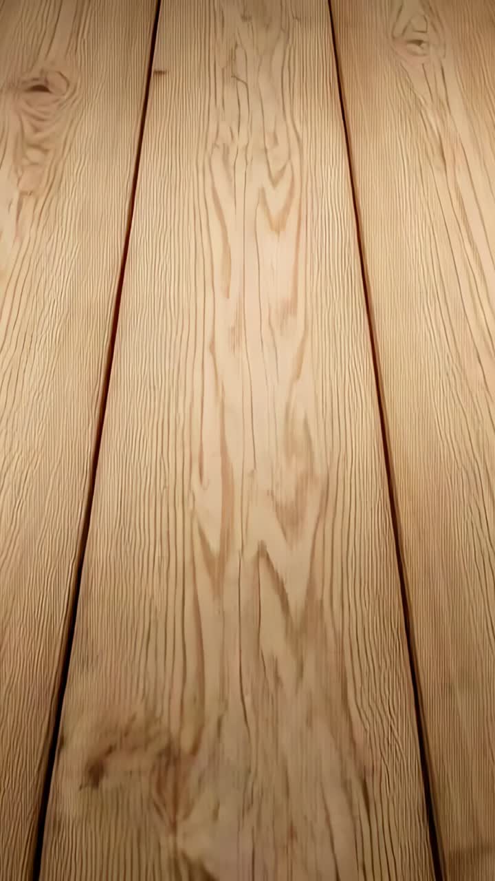 Video verticale: camera in movimento, operatore che esegue una panoramica ravvicinata di tre assi di legno, mostrando i dettagli delle venature