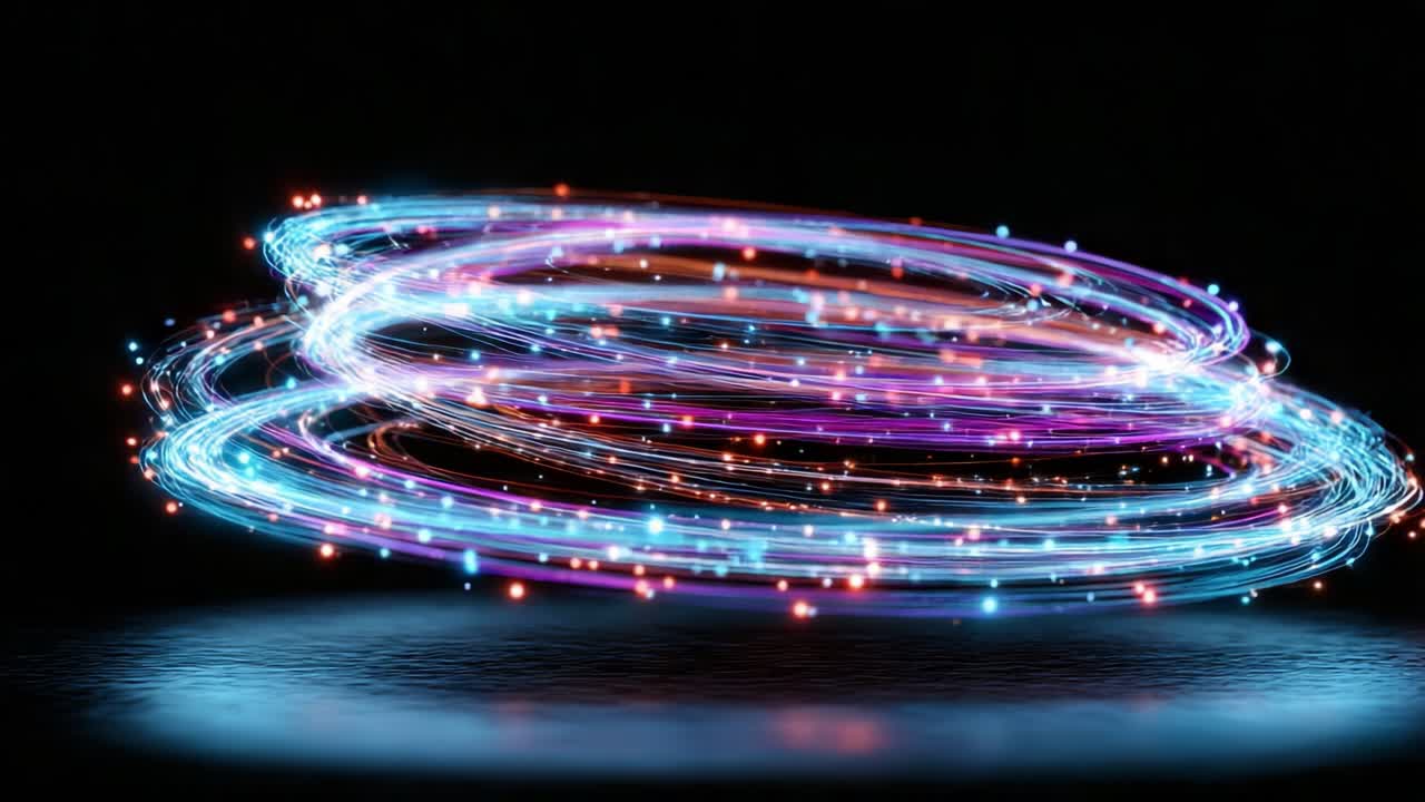 A Vibrant Display of Illuminating Circular Light Trails Capturing Dynamic Motion in a Dark Space