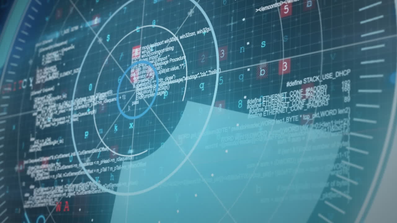 animación del radar y el procesamiento de datos, seguridad de seguridad sobre fondo azul