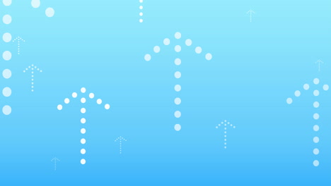 animación de múltiples flechas blancas formadas con puntos apuntando hacia arriba en un fondo azul