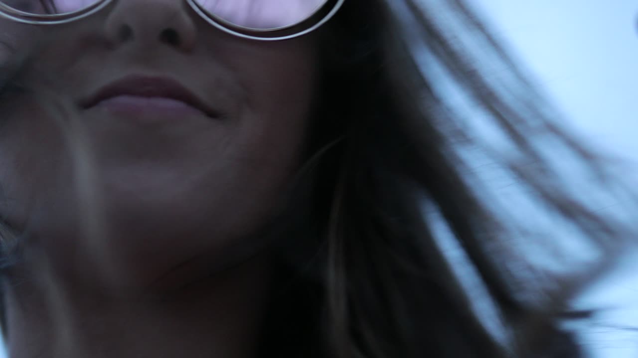 Girl wearing fun big round sunglasses