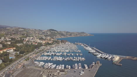 sanremo san remo aerial view over port harbor at sunny day