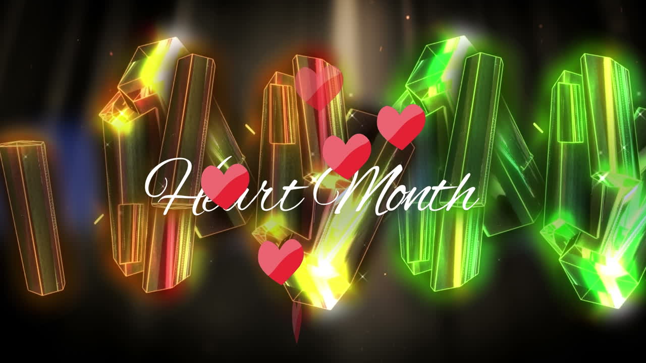 심장 위의 심장 달 텍스트와 모양의 애니메이션