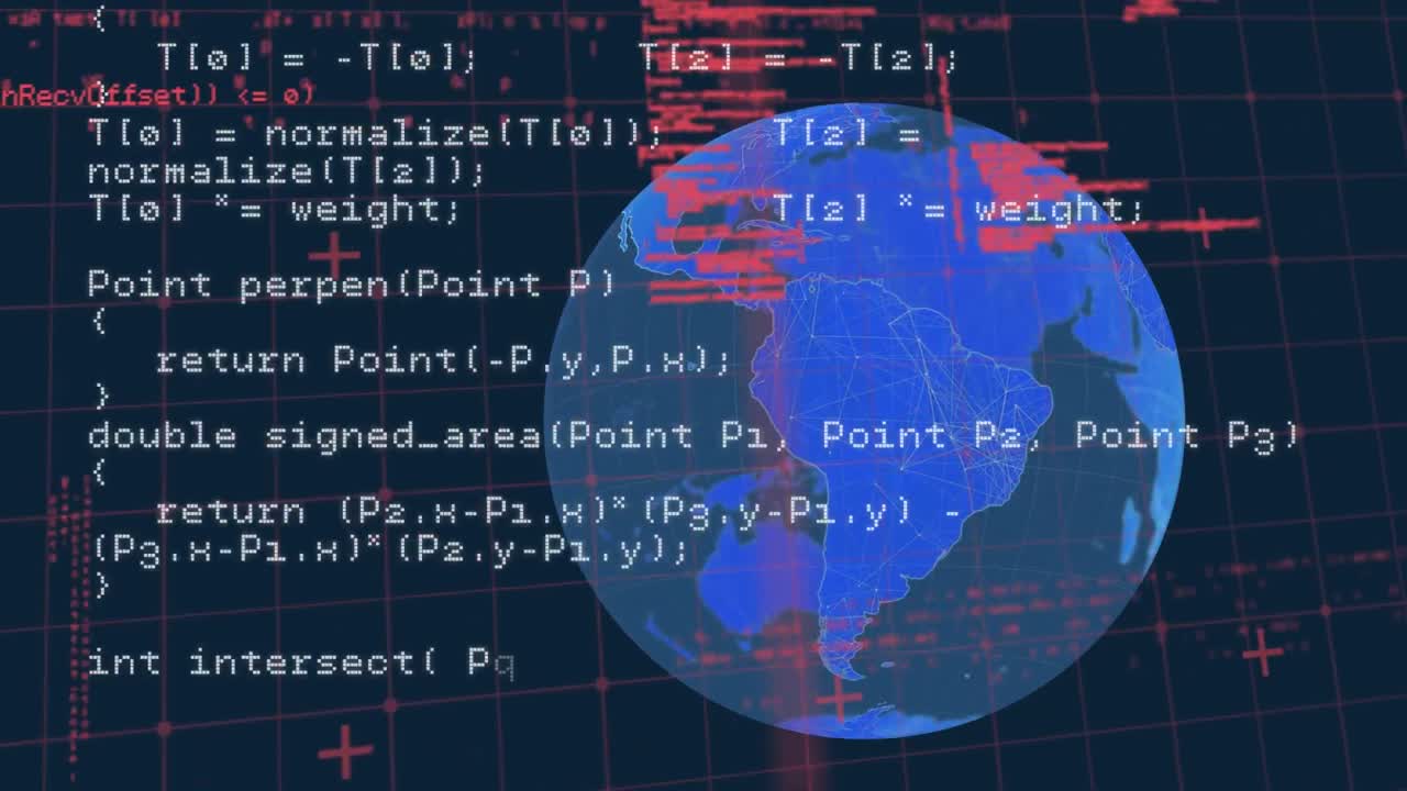 animación del procesamiento de datos digitales en todo el mundo