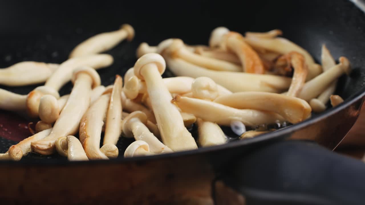 Frying Mushrooms in a Pan
