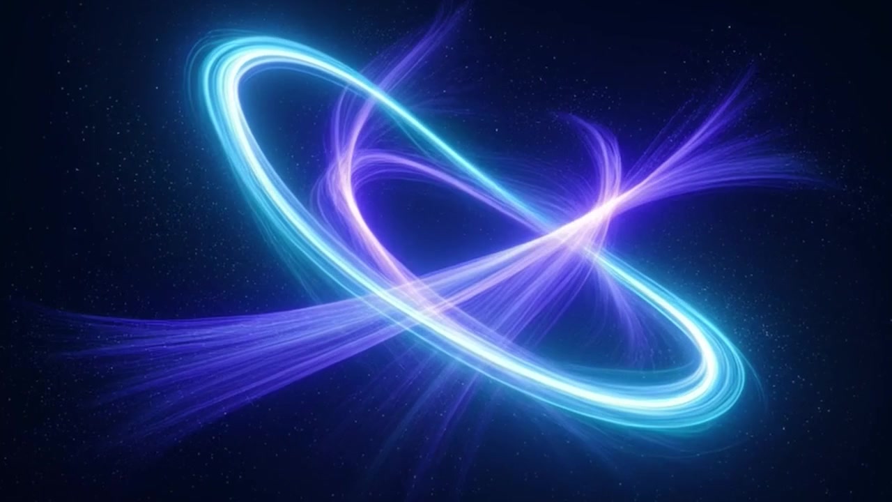 Abstract Glowing Light Trails Forming a Rotating Cosmic Ring