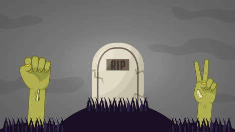 happy halloween celebration with graveyard animation