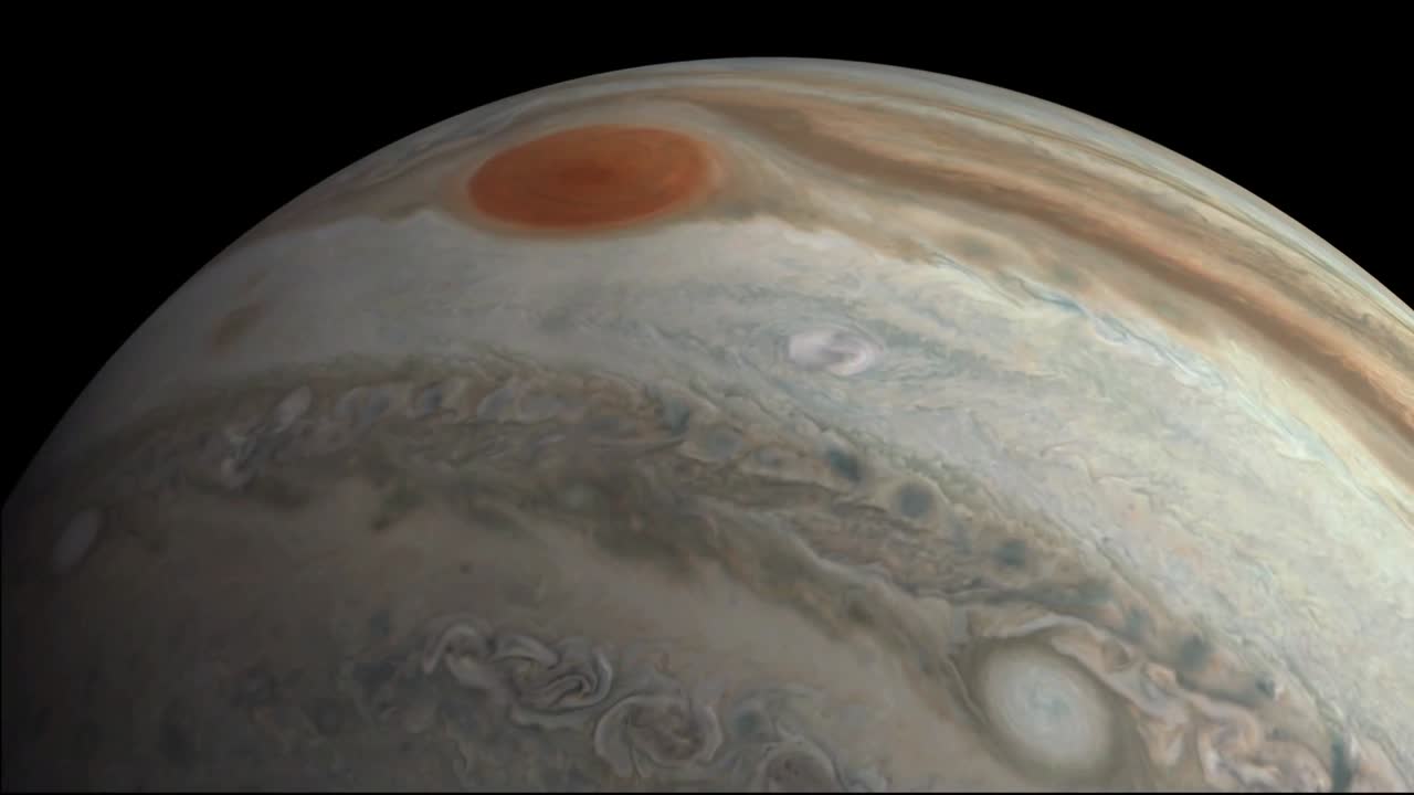 superficie de júpiter enfocada en la famosa gran mancha roja