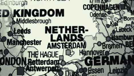 a grayscale map of europe, focusing on the netherlands and surrounding countries