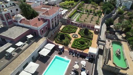 aerial view of amazing palace hotel architecture