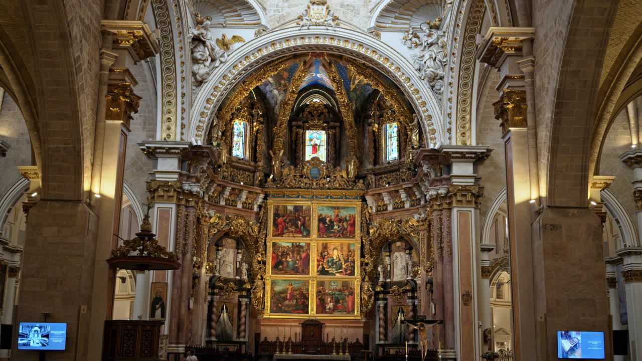 Valencia, Spain - May 28, 2025: View of the icons on the interior of the Valencia Cathedral