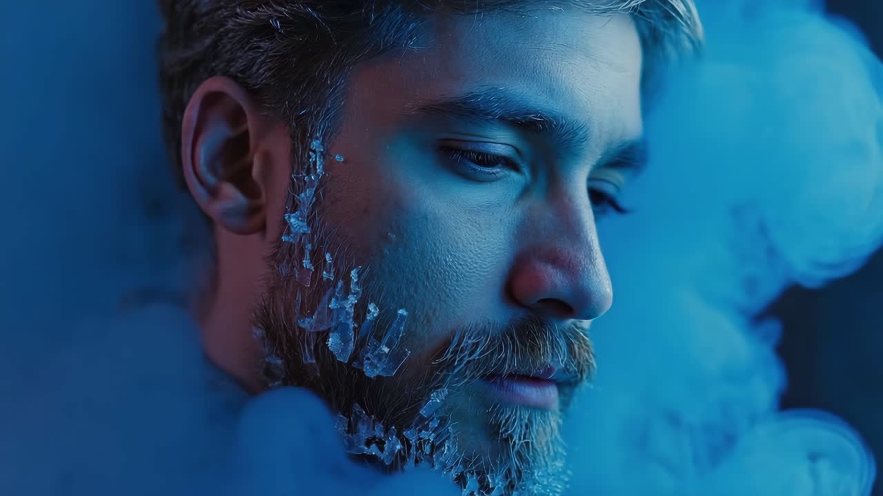 Man with ice and smoke