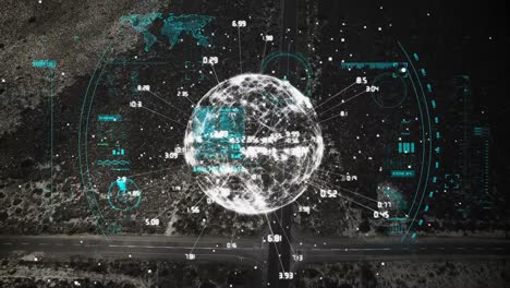 animación satelital con globo giratorio