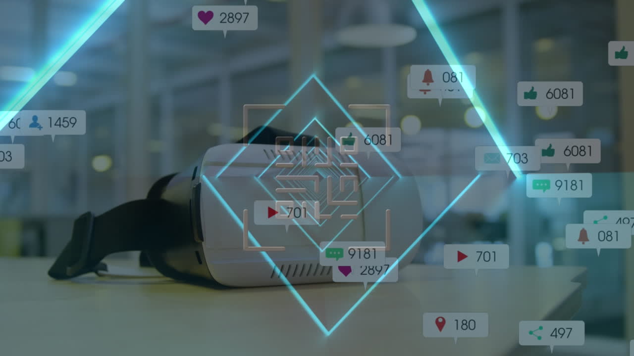 animación del código qr sobre los iconos de las redes sociales