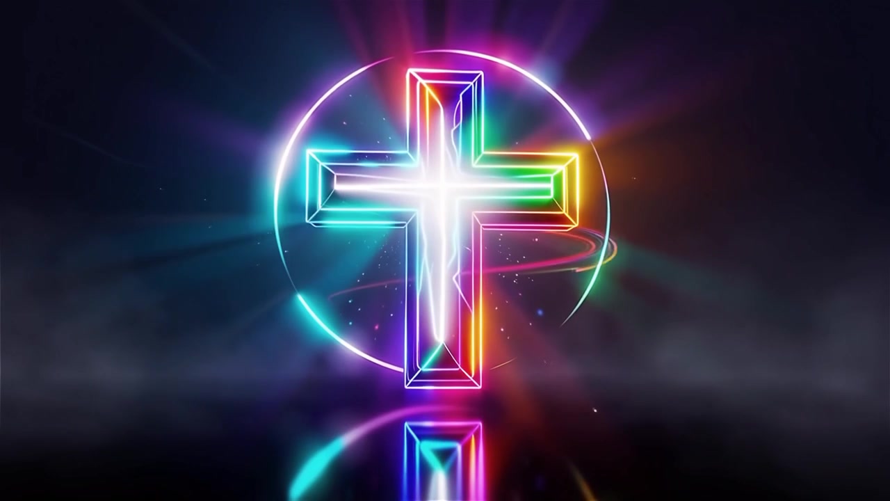 Croce Cristiana Luce Celestiale Sfondo per il Culto.
