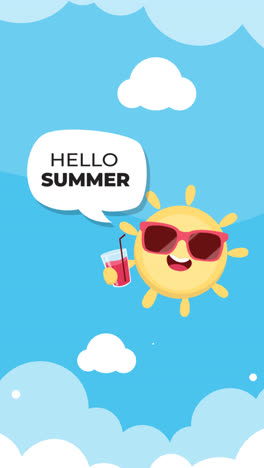 an animation of a flat hello summer sale illustration