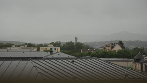 Time-lapse-from-house-roof-of-Thionville-village-during-a-storm,-France