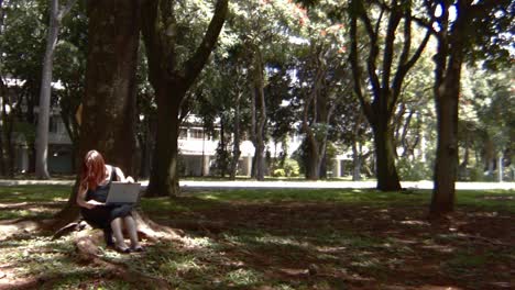 los residentes viajan al trabajo otros deciden hacer tareas digitales en el parque local