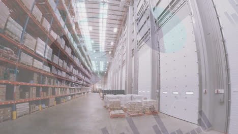 animation of data processing over empty warehouse