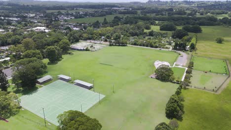 aerial view of community park with sports facilities