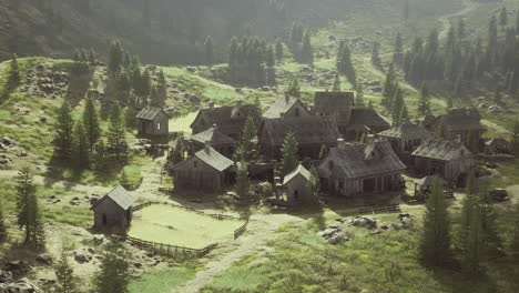 exploring a tranquil mountain village nestled among lush green hills