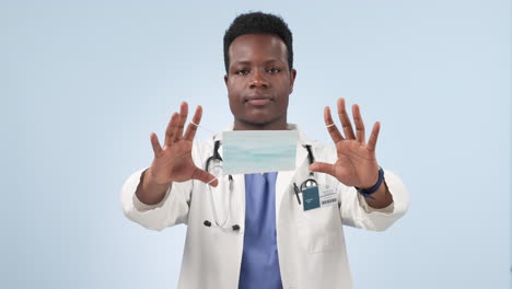 Face-mask,-doctor-and-black-man-with-ok-sign