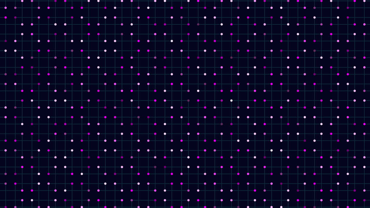 검은 바탕에 녹색과 파란색 점의 추상적인 기하학 패턴 그리드