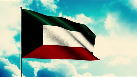 kuwait flag waving in the wind