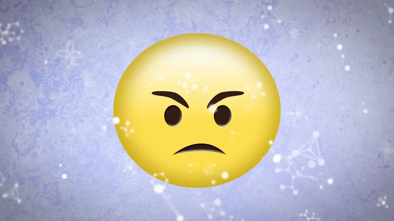 보라색 배경에 있는 이모지 아이콘의 애니메이션