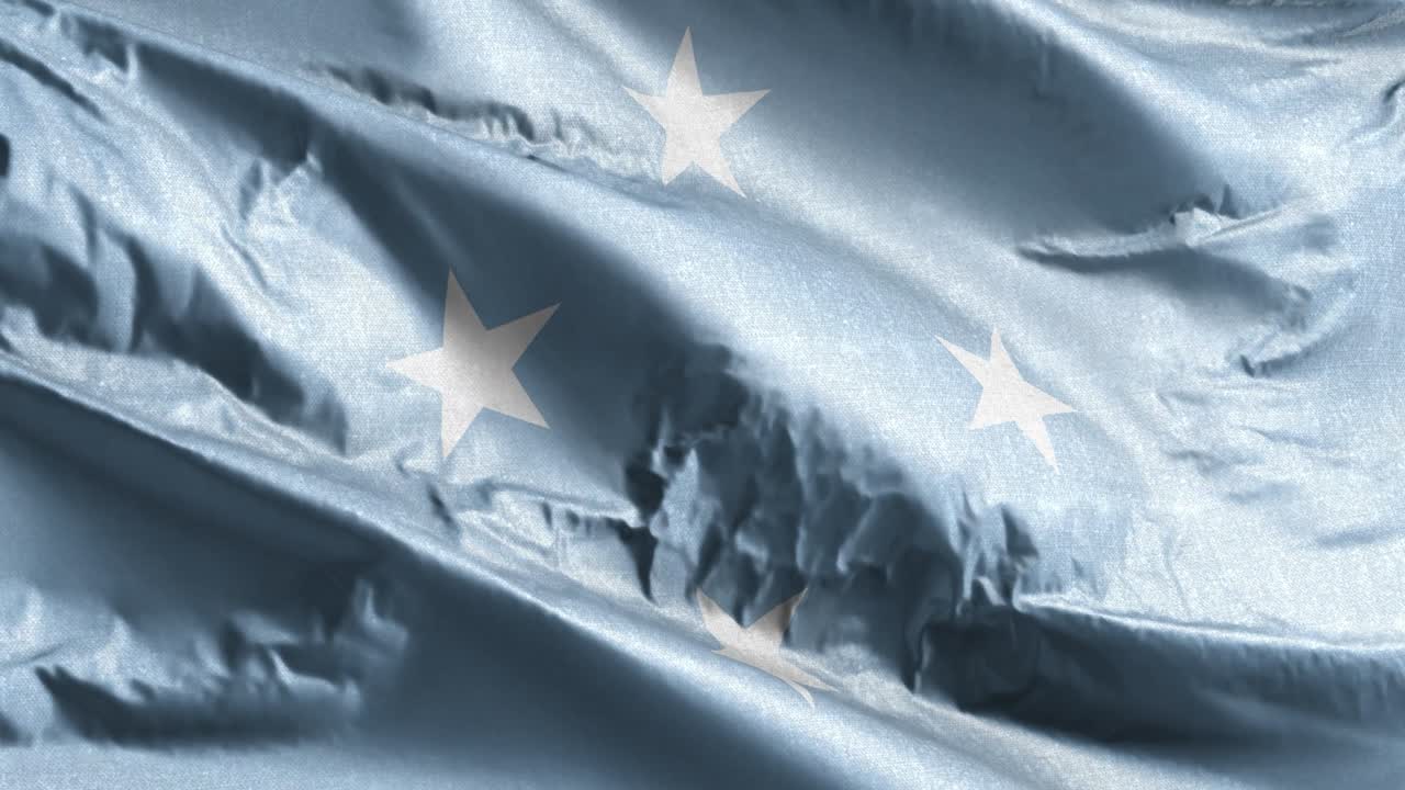 미크로네시아 연방 국가의 섬유 발이 바람에 흔들리고, 미크로네시아 연방 국가의 발은 바람에 떠다니고, 직물 섬유 조직은 완전히 채우는 배경, 10 초 루프.