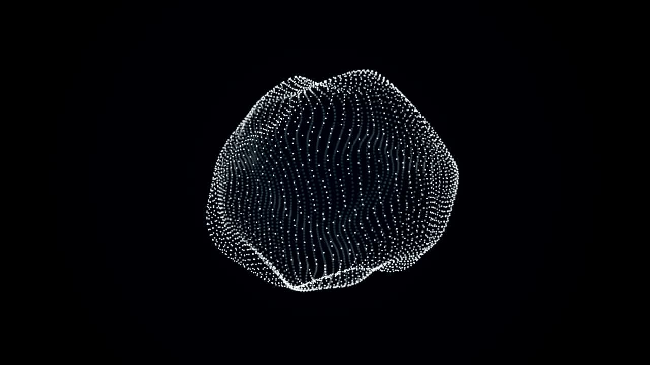 Seamless abstract animation metamorphosis of amorphous shape from dots and lines