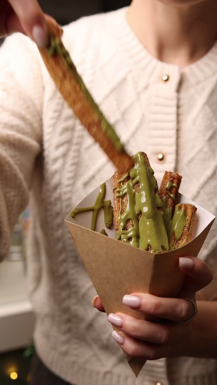 Churros with green sauce