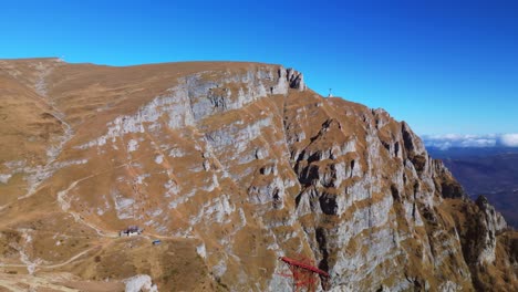 pietra arsa hight mountains peak in prahova valley mountains romania climbing hiking destination aerial footage