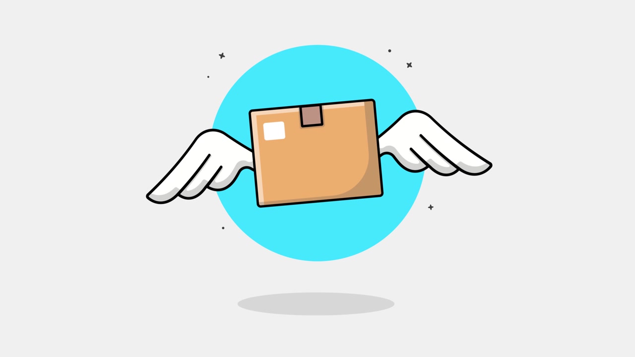 Cartoon Flying Cardboard Box with Wings Animation