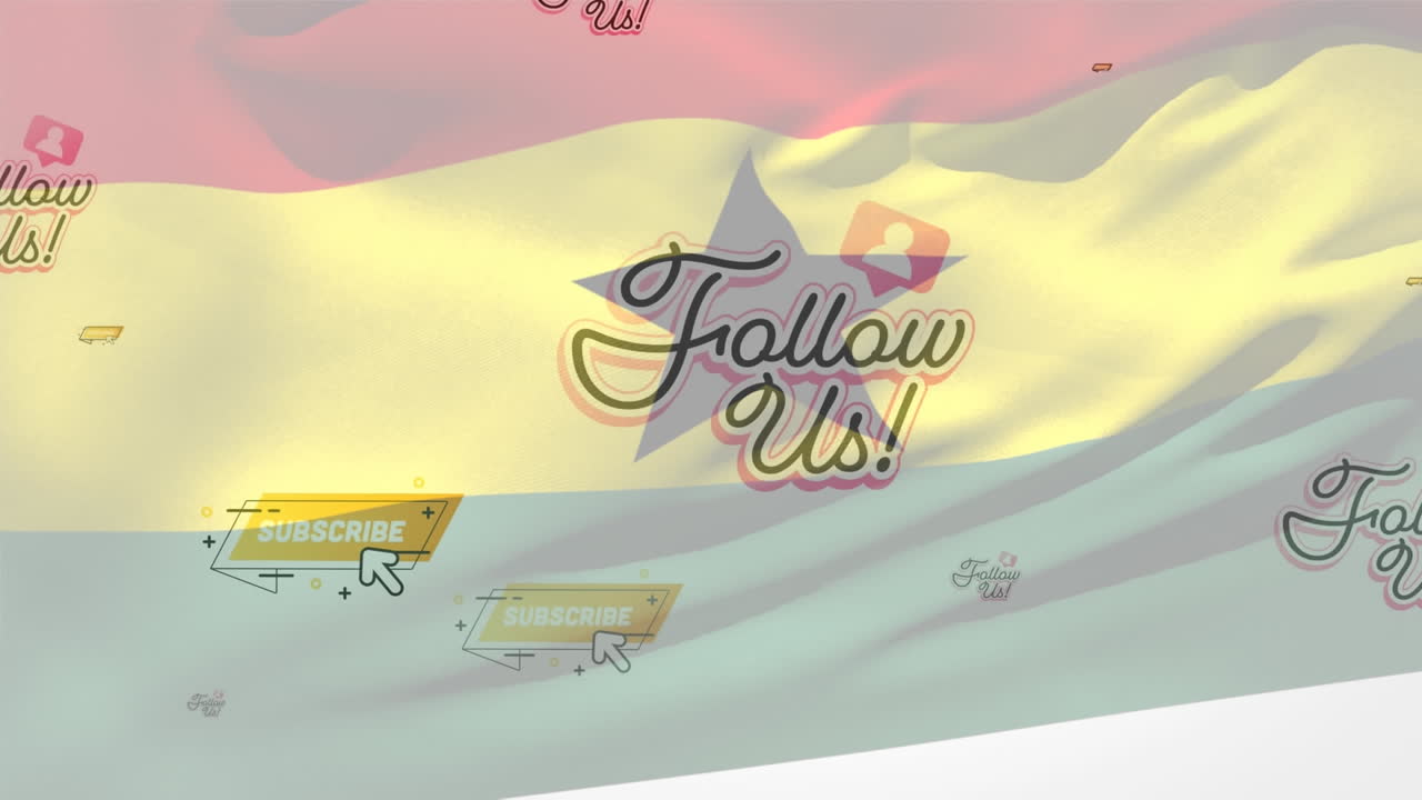 가나  ⁇ 발의 애니메이션이 텍스트 위에 날아다니고 있습니다. 우리를 따라와서 구독하세요. 온라인 메시지