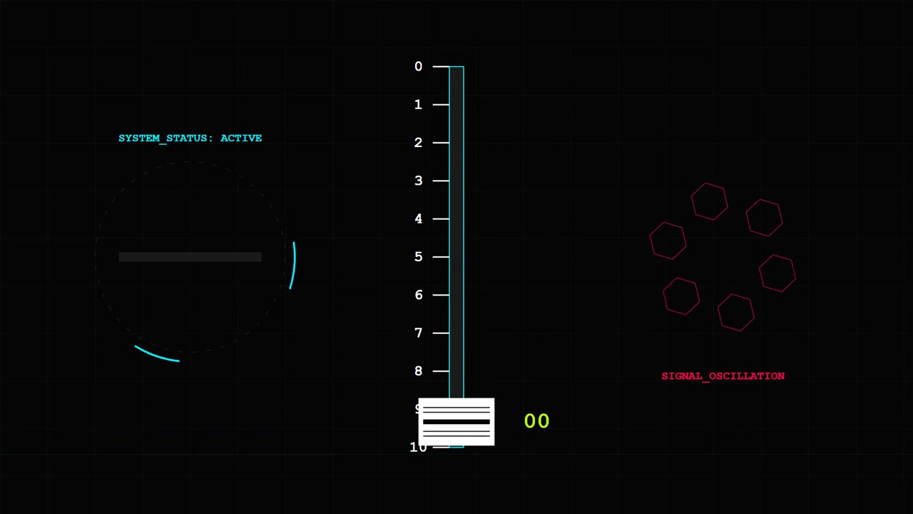 Interfaccia digitale futuristica che mostra l'elaborazione dei dati e l'oscillazione del segnale
