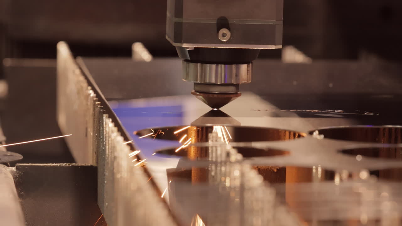 corte láser cnc de metal, tecnología industrial moderna.