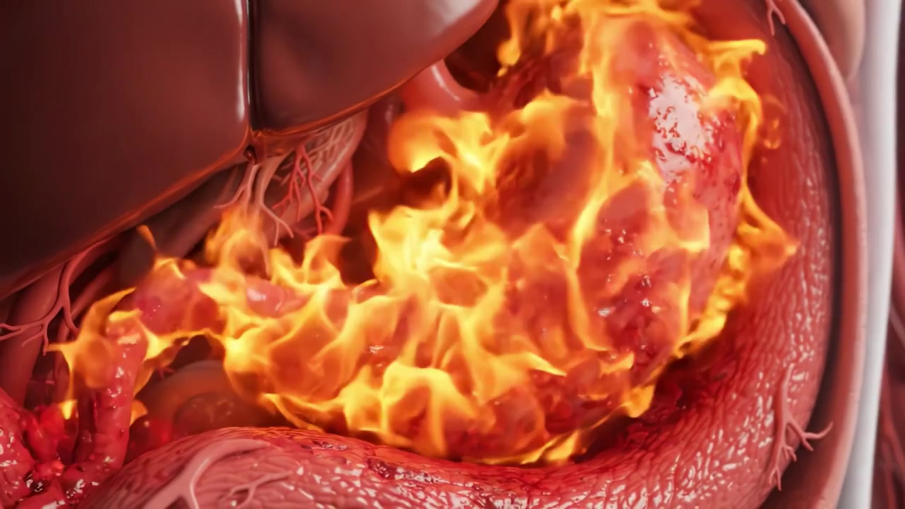 Confronto Anatomico Dettagliato degli Organi Interni: Dallo Stomaco e Fegato Sani a Condizioni Alterate, Evidenziando Cambiamenti di Colore e Consistenza nel Tempo