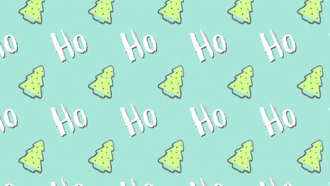 christmas pattern ho text animation over green background