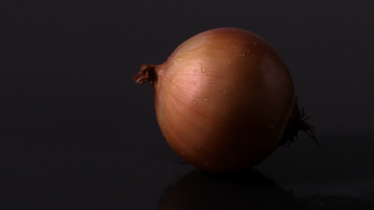 cebolla girando contra un fondo negro