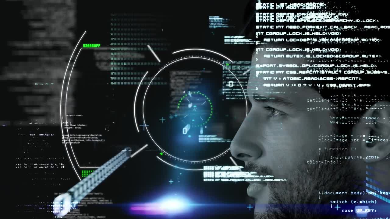 animación del escaneo de alcance y procesamiento de datos sobre el hombre