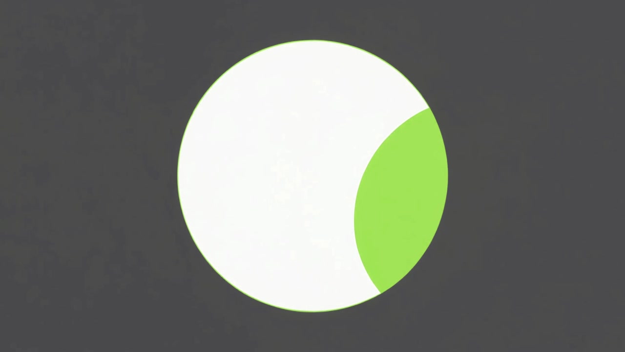 Abstract Animation of a Green Circle Transforming into a White Circle with Stripes