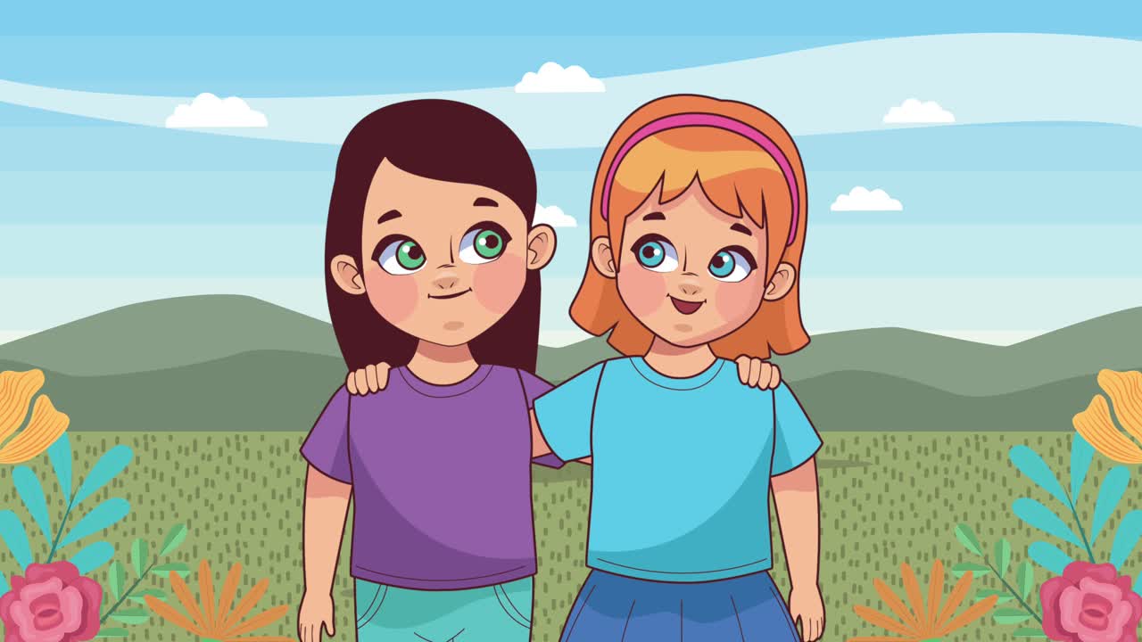 simpatici personaggi di bambine studentesse