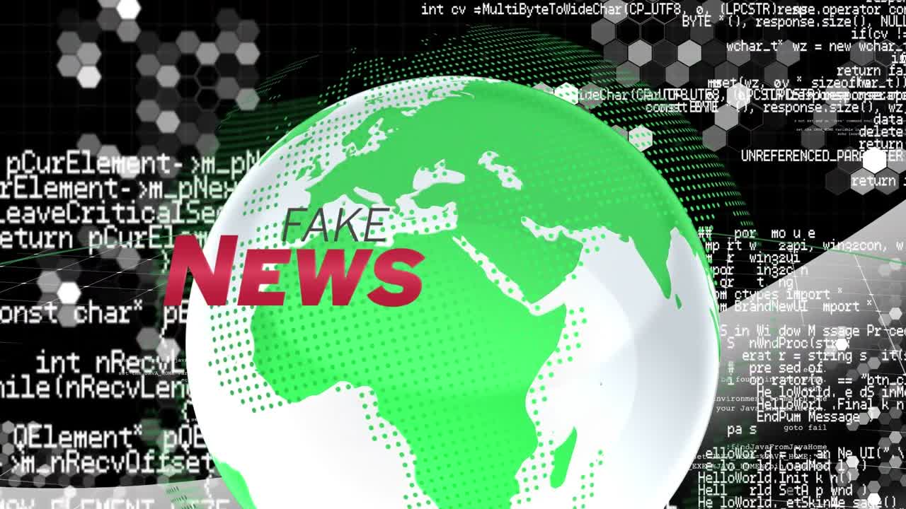 animación del procesamiento de datos y globo sobre fondo negro